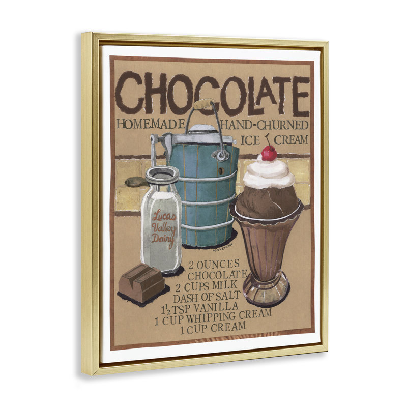 Art mural sur toile flottant chocolat et crème glacée par Nancy Overton, Cadre flottant métallique doré, H 21 po x l 17 po
