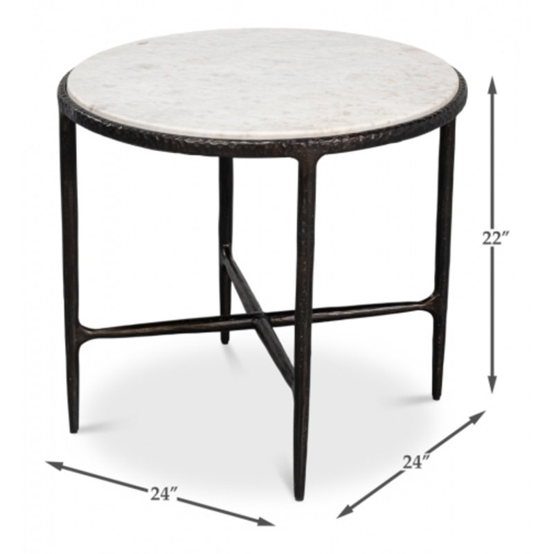 Dakor Marble End Table, 22" H x 24" W x 24" D