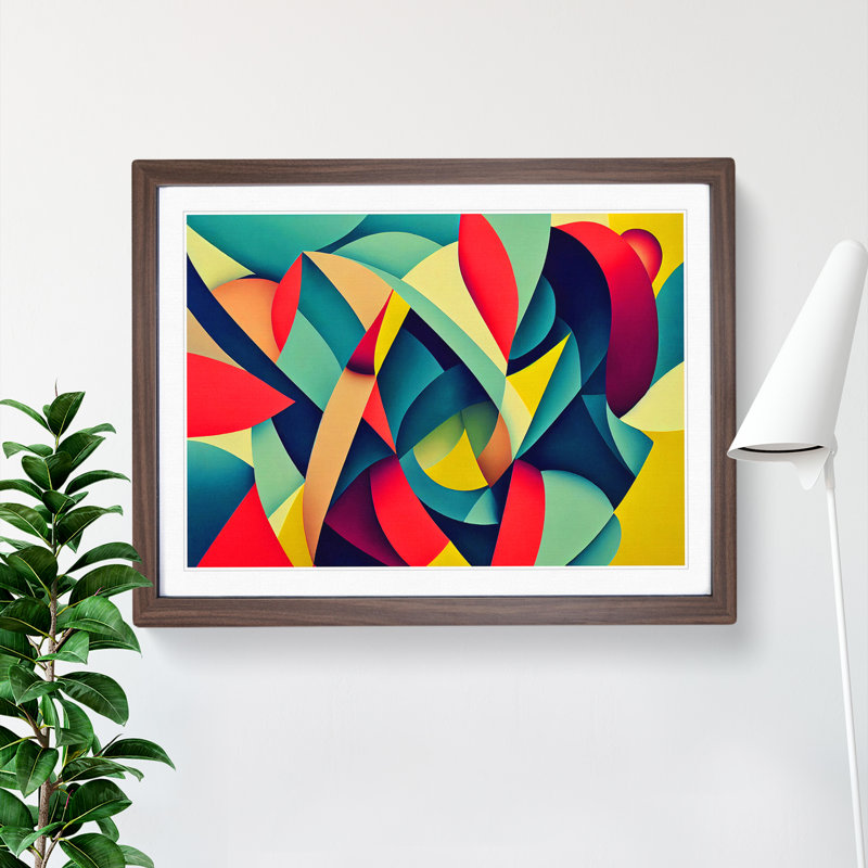 Iconic Abstract 1 Piece Single Picture Frame Wall Art, 25cm H x 34cm W x 2cm D, Walnut