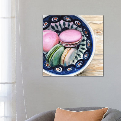 Macarons In A Bowl by Jennifer Redstreake - Wrapped Canvas Painting