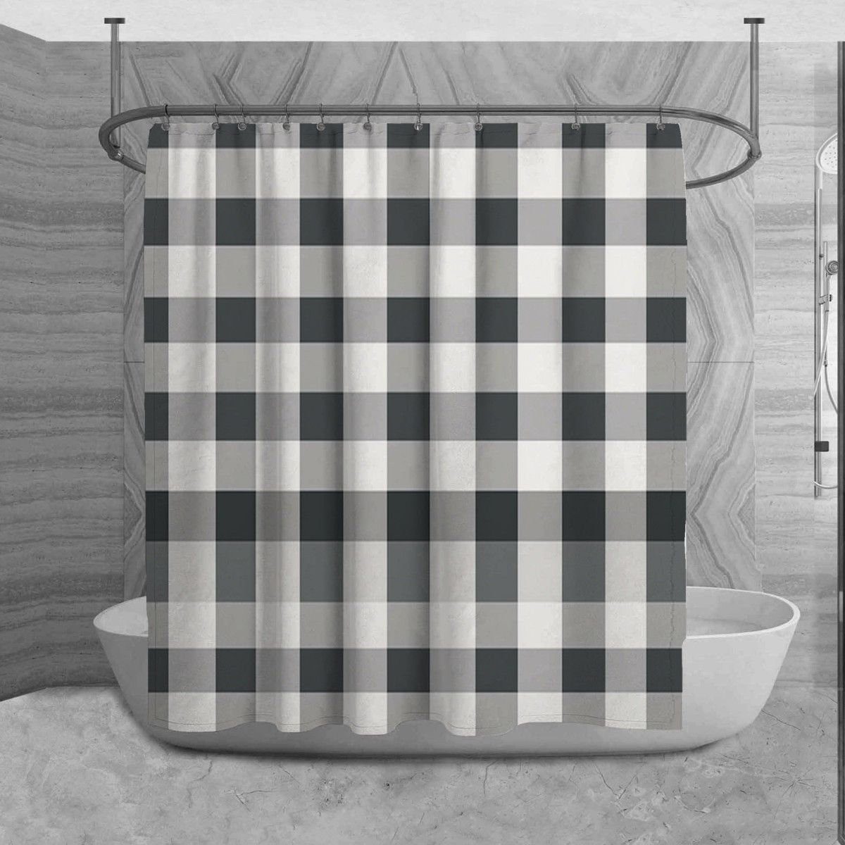 East Urban Home Malesia Gingham Shower Curtain Wayfair Canada