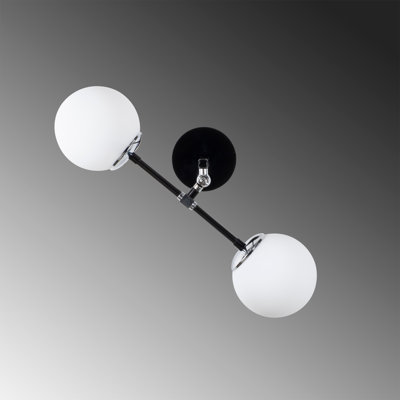 Scandinavian Wall Lamp, Black Metal Body with Glass Cap, 22.8 x 13.4 x 7.9 inches | Dual E27 Sockets, Max 40W | Elegant IP20 Design for Modern Home Decor & Ambient Lighting | Perfect for Living Room & Bedroom
