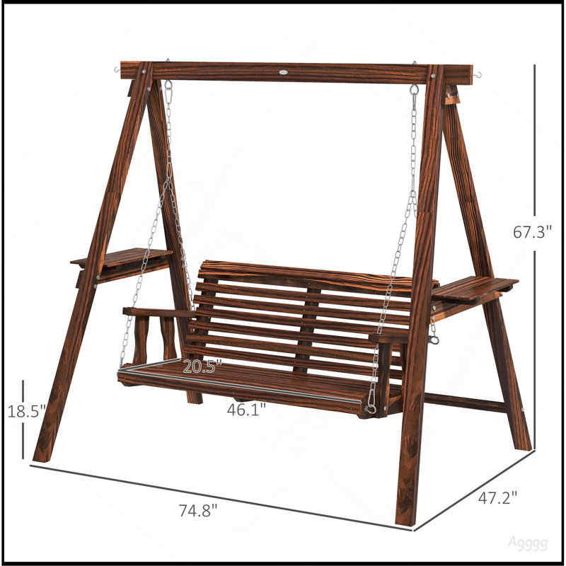 Balancelle d'extérieur 2 places avec support et tables d'appoint pour le jardin