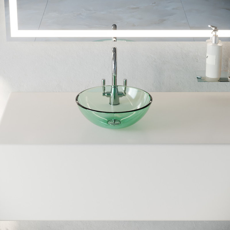 Lavabo de salle de bain vasque de comptoir rond avec bonde escamotable