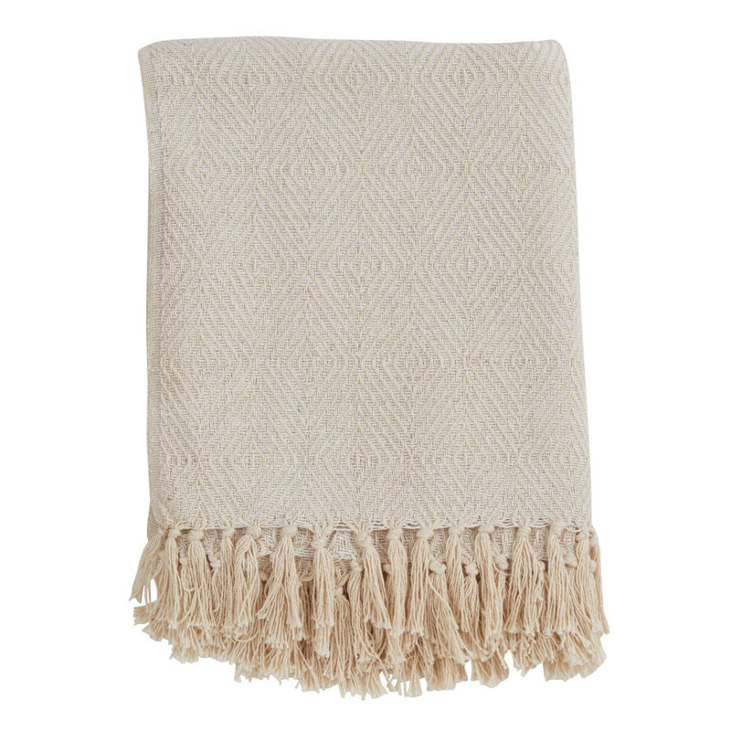 Sevan Collection Hand Woven Throw Blanket, Ivory