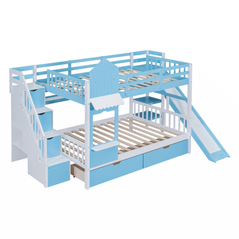 Oona Solid Wood Bed, Blue