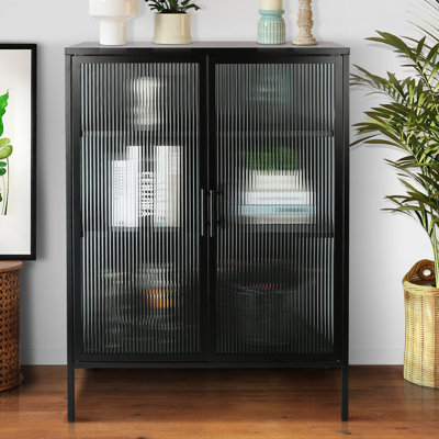 2-Door Freestanding Floor Storage Cabinet With 2 Adjustable Shelves