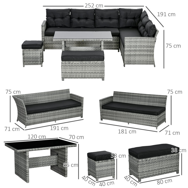Wendell Wicker 6 - Person Seating Group with Cushions