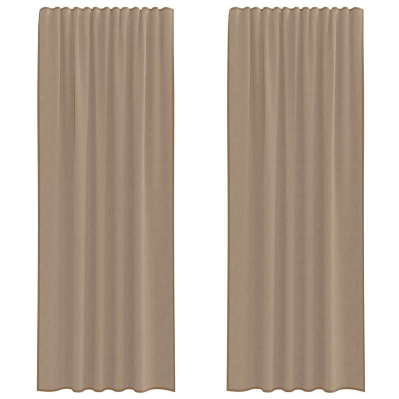Semi Sheer Curtain Pair, 140cm Width x 260cm Drop, Light Brown