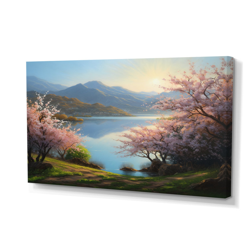 Fleurs de cerisier au bord de l'eau I - décoration murale arbre floral