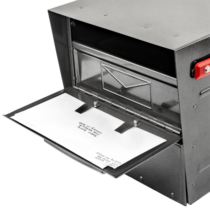 Oasis Eclipse Pewter, Large, Steel, Locking, Post Mount Parcel Mailbox, Pewter