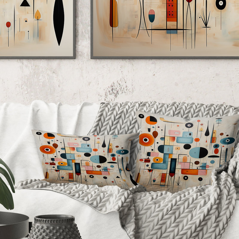 Coussin rose Mid-Century Whimsical Wonders III - Abstract Midcentury