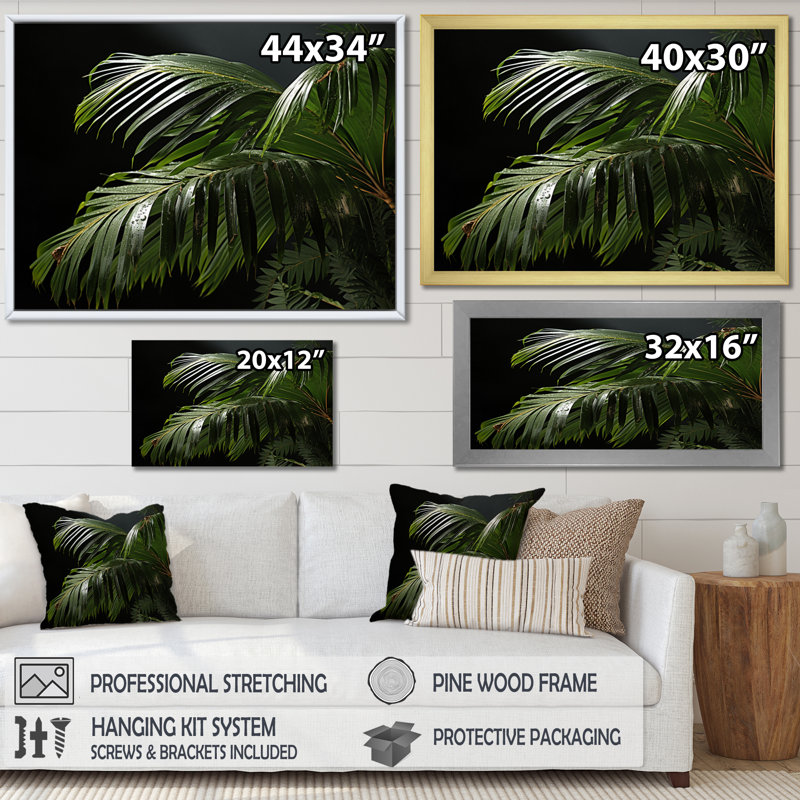 «Palm Trees Symphony IV», reproduction sur toile, H 34 po x l 44 po x P 1,5 po, Encadrement doré