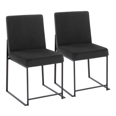 Contemporary Dining Chair In Black Steel And Black Velvet  - Set Of 2