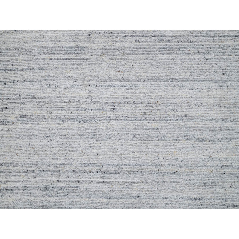 Tapis de couloir en laine pure tissé à la main 2 pi 6 po x 6 pi blanc Striae E6EE06D92D0D446284C2873AF883C511
