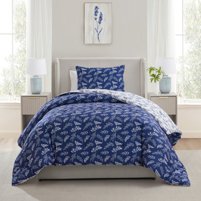 Reversible Botanical Comforter Set, Soft Microfiber, 2 Piece All-Season Bedding Set