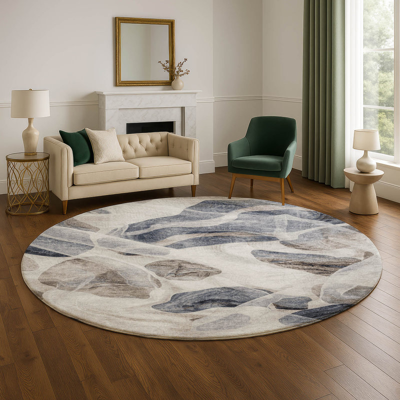 Premium Machine Washable Chelston AMF1863 Abstract Rug, Round 8'