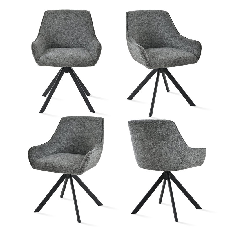 Gefjun 46cm H Upholstered Metal Upholstered Back Armchair, Grey Chenille