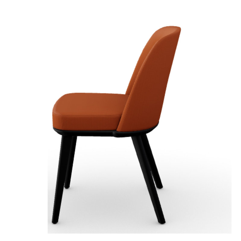 Foyer Upholstered Dining Chair with Wooden Base, Anouk Taupe, Matt Black