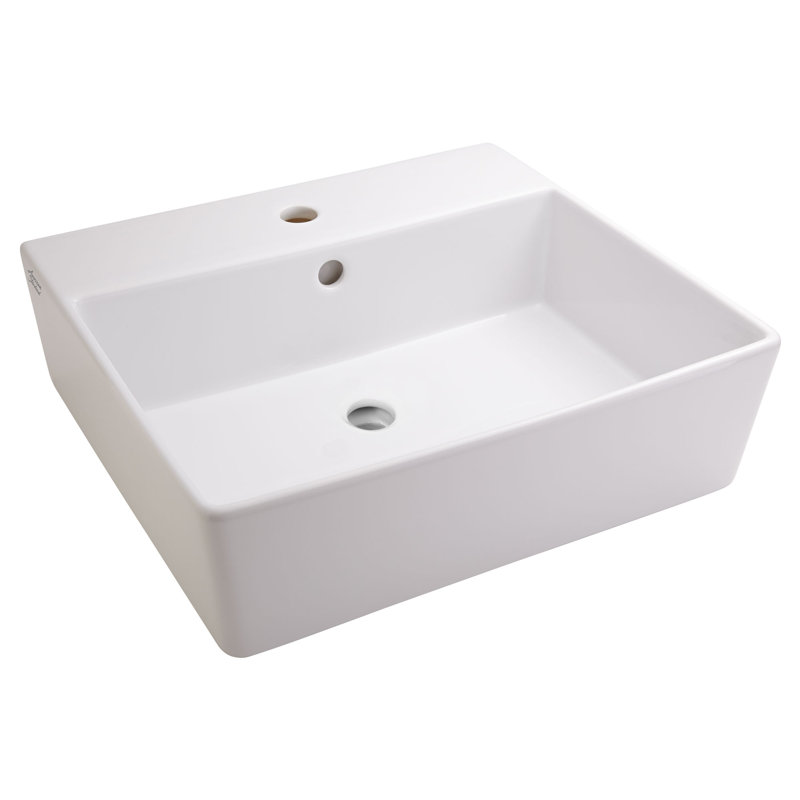 White Ceramic Rectangular Above-Counter Vessel Sink