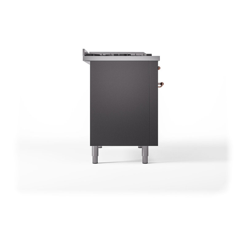 Cuisinière à double combustible ILVE Nostalgie II Series 48 po avec 5 brûleurs scellés, plaque de cuisson et table française (propane liquide, porte pleine)