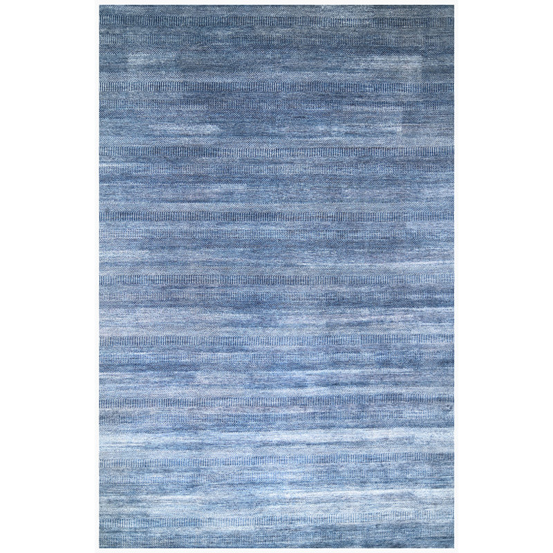 Tapis rectangulaire noué à la main bleu, Rectangle 8 pi x 10 pi