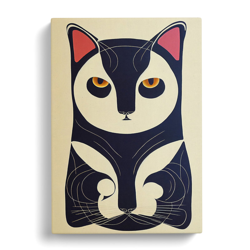 XC1022-1317X Cat In Art Nouveau No.2 - Wrapped Canvas Print