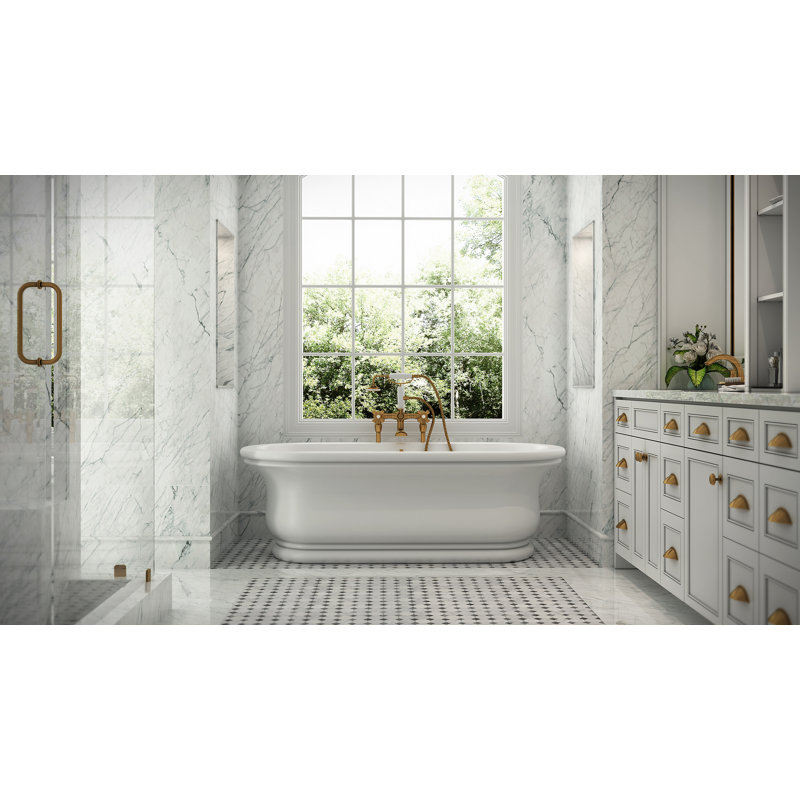 Monterey 72" x 34" Freestanding Soaking Bathtub, Biscuit