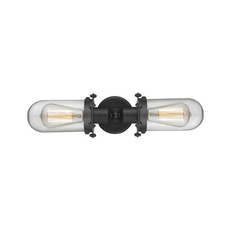 Éclairage pour meuble-lavabo 2 lumières Mikell, Transparent, Noir mat