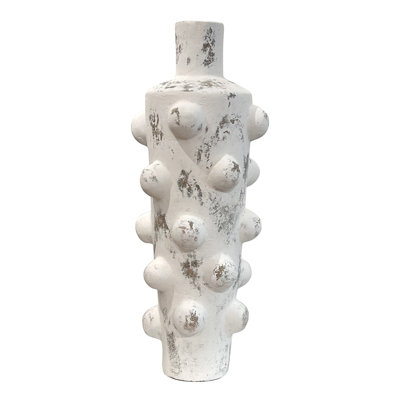 Watts Vase - Distressed White Finish on Ceramic - Medium