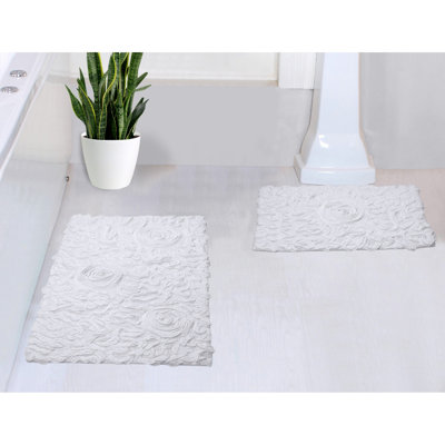 Freida Rectangle 100% Cotton 2 Piece Bath Rug Set
