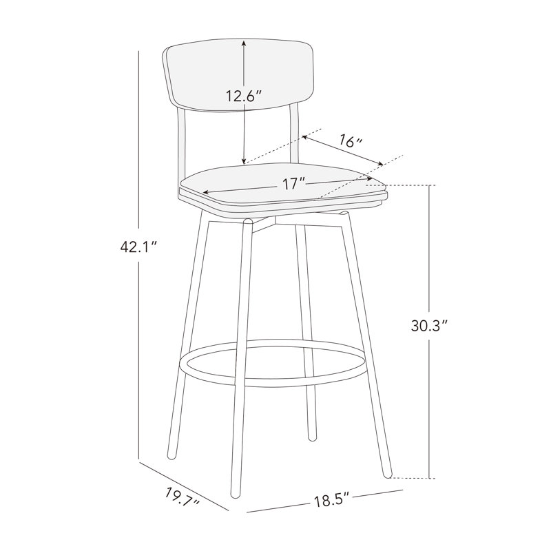 Tabouret de comptoir pivotant 27 po Avriel, Gris, Tabouret de bar (hauteur du siège : 30,3 po), 2