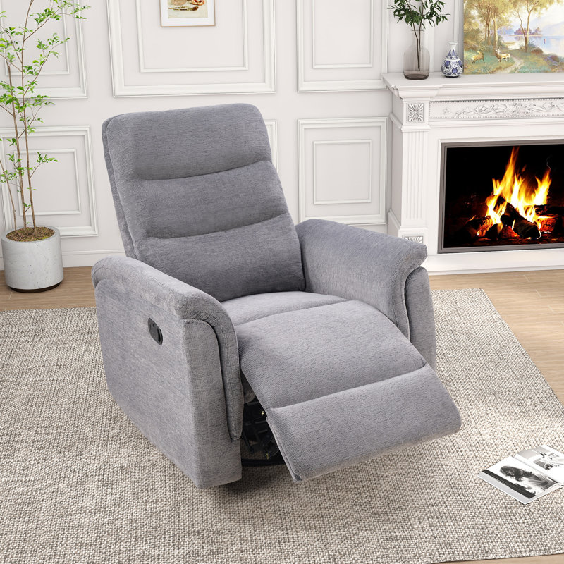 34.6'' Wide Contemporary and Ultimate Comfort Swivel and Rocker Manual Recliner Chair (Set of 2), Gray