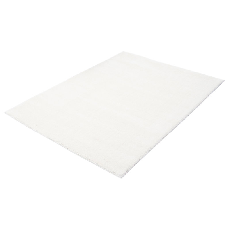 Tapis ivoire en polyester tissé à la machine Berenise, Rectangle 7 pi 10 po x 10 pi 10 po
