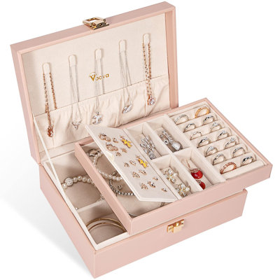 Vintage Leather Jewelry Box  Adjustable Organizer For Necklaces Bracelets Rings  More