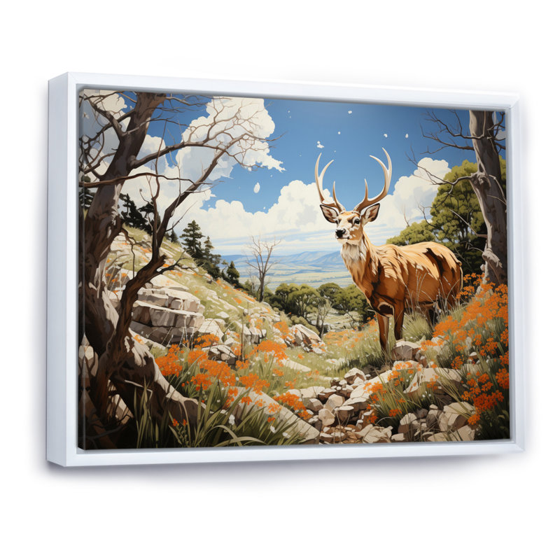 Paysage d'antilope de Baylaa - impression, Cadre flottant blanc, H 34 po x l 44 po x P 1,5 po