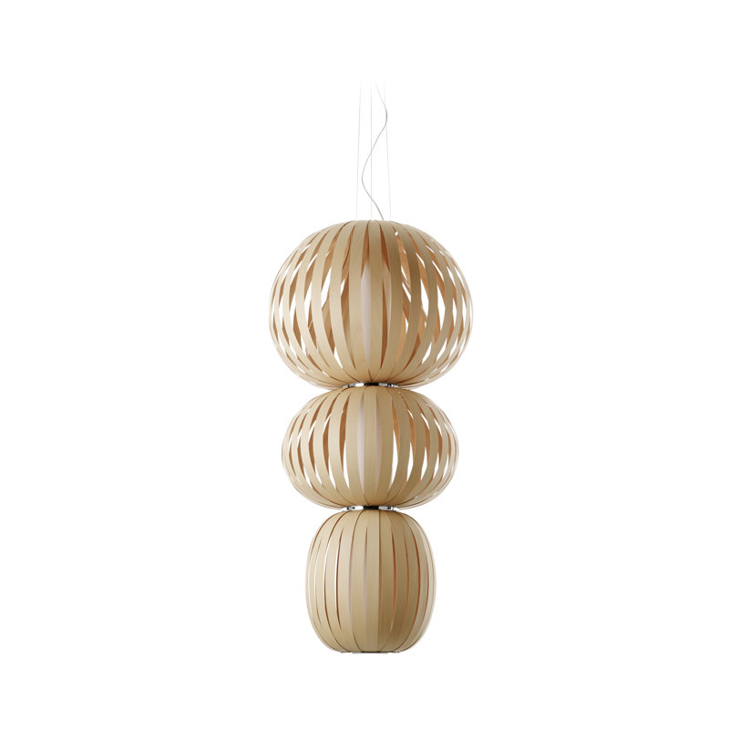 Totem 1 - Light LED Pendant, Natural Beech, 2700K LED, 61" H x 28.7" W x 28.7" D