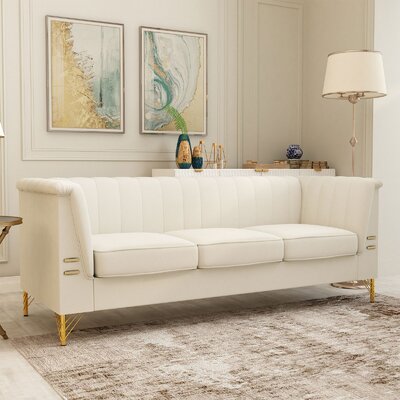 Normaa 84'' Velvet Upholstered 3-Seat Sofa -  Everly Quinn, 0FDC2DC524A9443985478CEE94A81B29