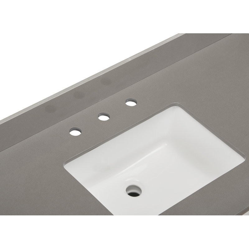 Madrid 49'' Concrete Grey Composite Stone Vanity Top with White Sink