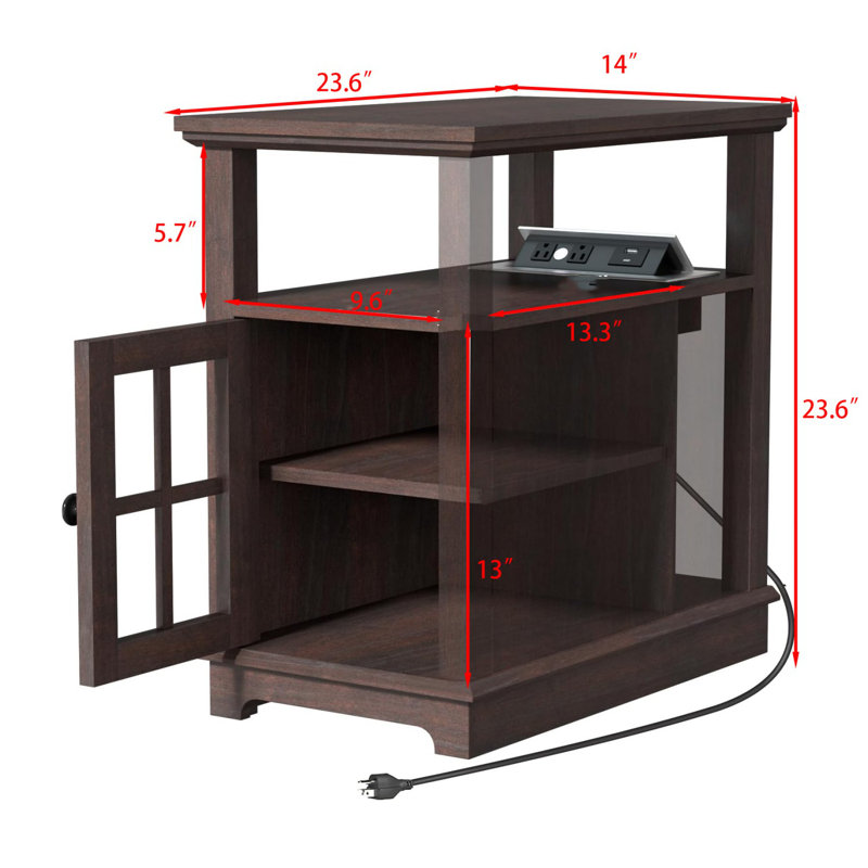 End Table with Hidden Charging Station, Espresso