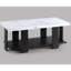 3 salons - cocktail gris avec table basse rectangulaire en faux marbre blanc et deux tables de bout carrées, conception moderne, tables à installation rapide et sans effort pour l'espace principal, assemblage facile-890604550