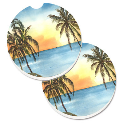Ceramic Round 2 Piece Car Coaster Set