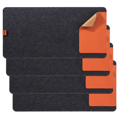 Desk Mat 4 Pack 31.5 x 15.7 Inch Dual-Sided Felt and PU Leather with Pen Clip, Large Mouse Pad for Office Home
