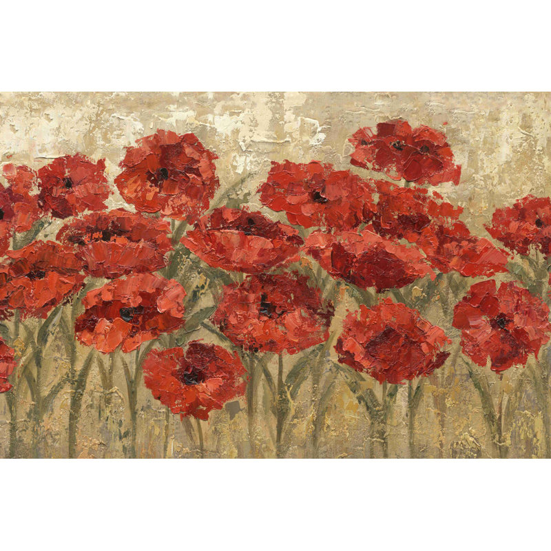 Coquelicots rouges - peinture sur toile tendue, H 8 po x l 12 po