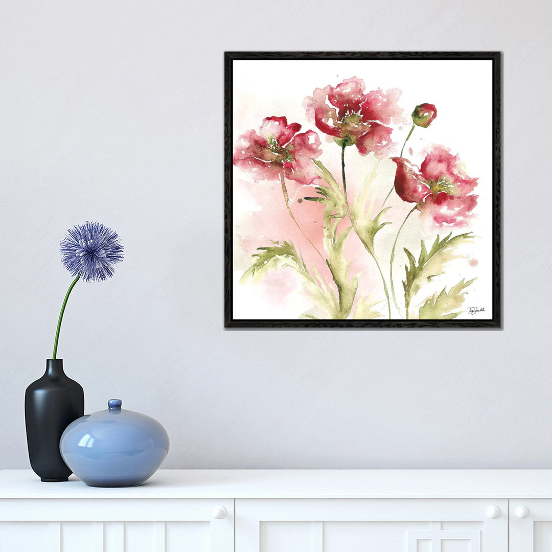 Blush Watercolour Poppy III - Painting on Canvas