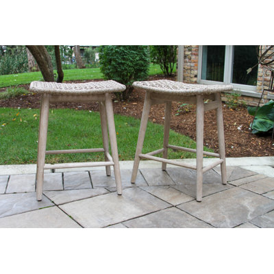 Antique Wash Eucalyptus & Wheat Rope Counter Height Stool by George Oliver