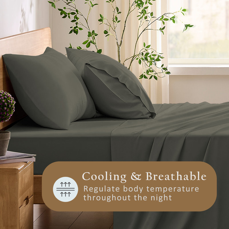 TOSMO Bamboo Viscose Pillow Case 2 Pack Breathable & Cooling, Charcoal Gray, California King Pillowcase Pack