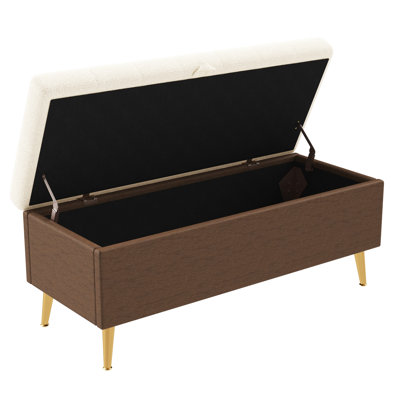 Modern Storage Ottoman Bench Upholstered Bedroom Bench Entryway Storage Ottoman Tufted Ottoman Bench for Living Room, Bedroom and Entryway
