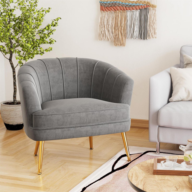 Fauteuil l 27 po Walsall, Velours gris velours