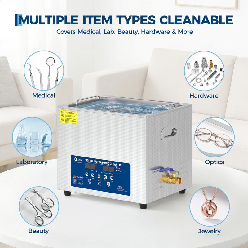 15L Commercial Ultrasonic Cleaner, Stainless Steel Tank with Digital Timer & Heater, Professional Jewelry Watch Parts Cleaning Machine